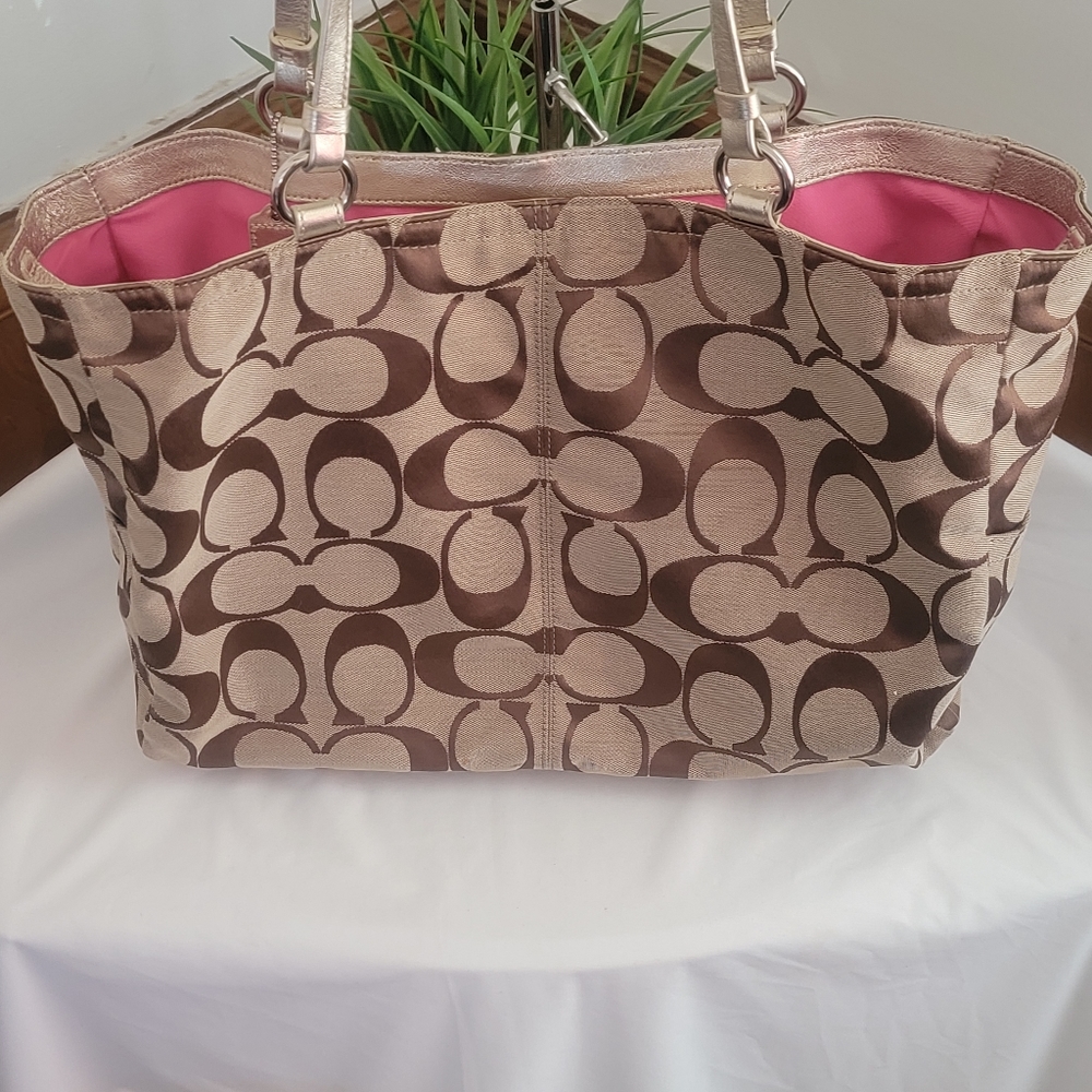 Coach Signature Brown and Pink Tote Bag - Picture 14 of 14